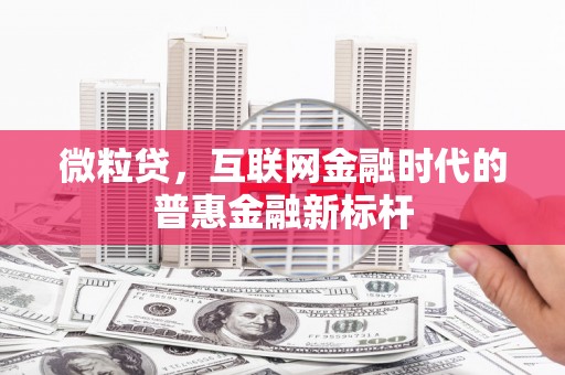 张店微粒贷，互联网金融时代的普惠金融新标杆