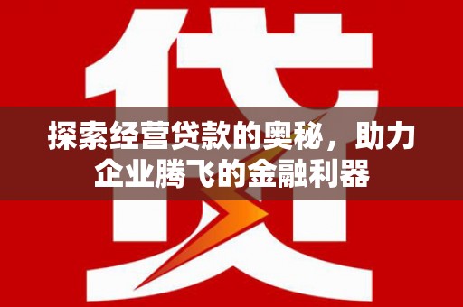 张店探索经营贷款的奥秘，助力企业腾飞的金融利器