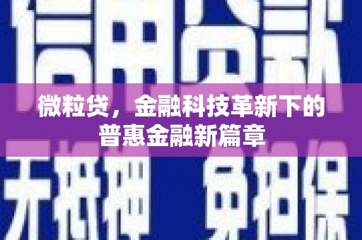 张店微粒贷，金融科技革新下的普惠金融新篇章