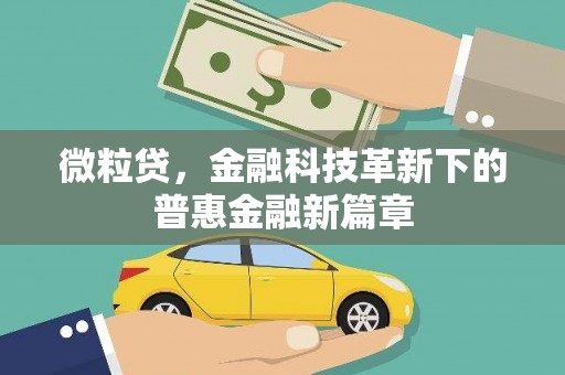 张店微粒贷，金融科技革新下的普惠金融新篇章
