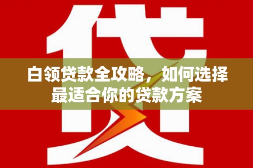 张店白领贷款全攻略，如何选择最适合你的贷款方案